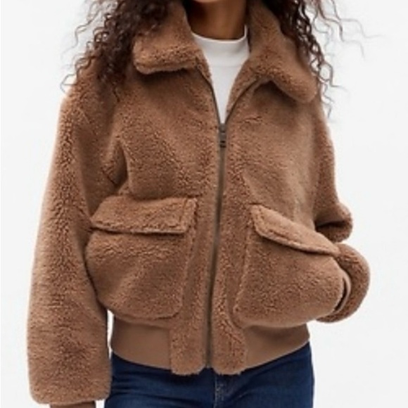 GAP Warm Tan Sherpa Coat - Picture 3 of 5